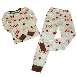 Hersey kisses Valentines day 2 Piece  pajama set Xoxo Pjs Youth Size 8 unisex